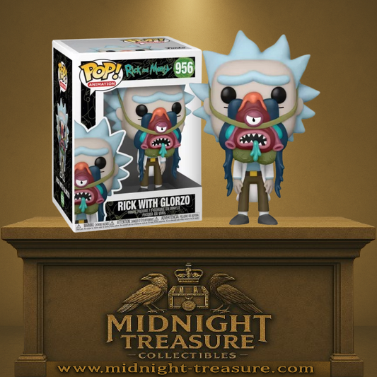 Funko Pop! Rick & Morty – Rick avec Glorzo (N°956). Rick possédé par une créature alien visqueuse sur le visage. Une figurine culte et décalée pour les fans de Rick & Morty.