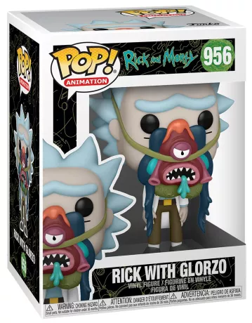 Funko Pop! Rick & Morty – Rick avec Glorzo (N°956). Rick possédé par une créature alien visqueuse sur le visage. Une figurine culte et décalée pour les fans de Rick & Morty.