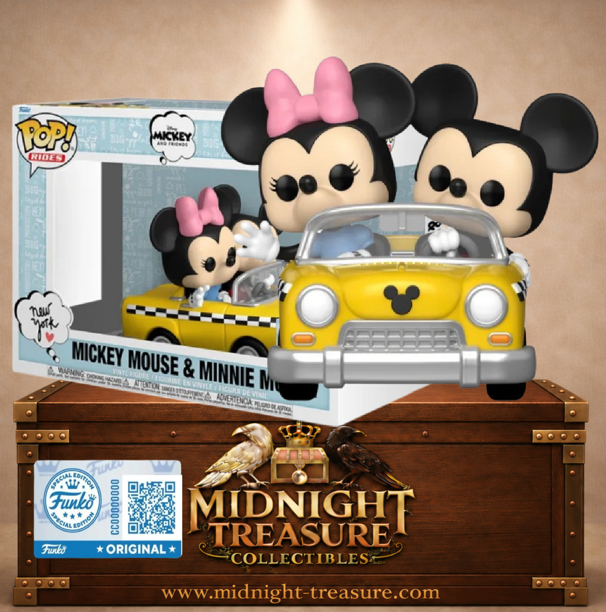 Funko Pop! Rides Super Deluxe N°142 Mickey et Minnie dans un taxi jaune de New York – Disney