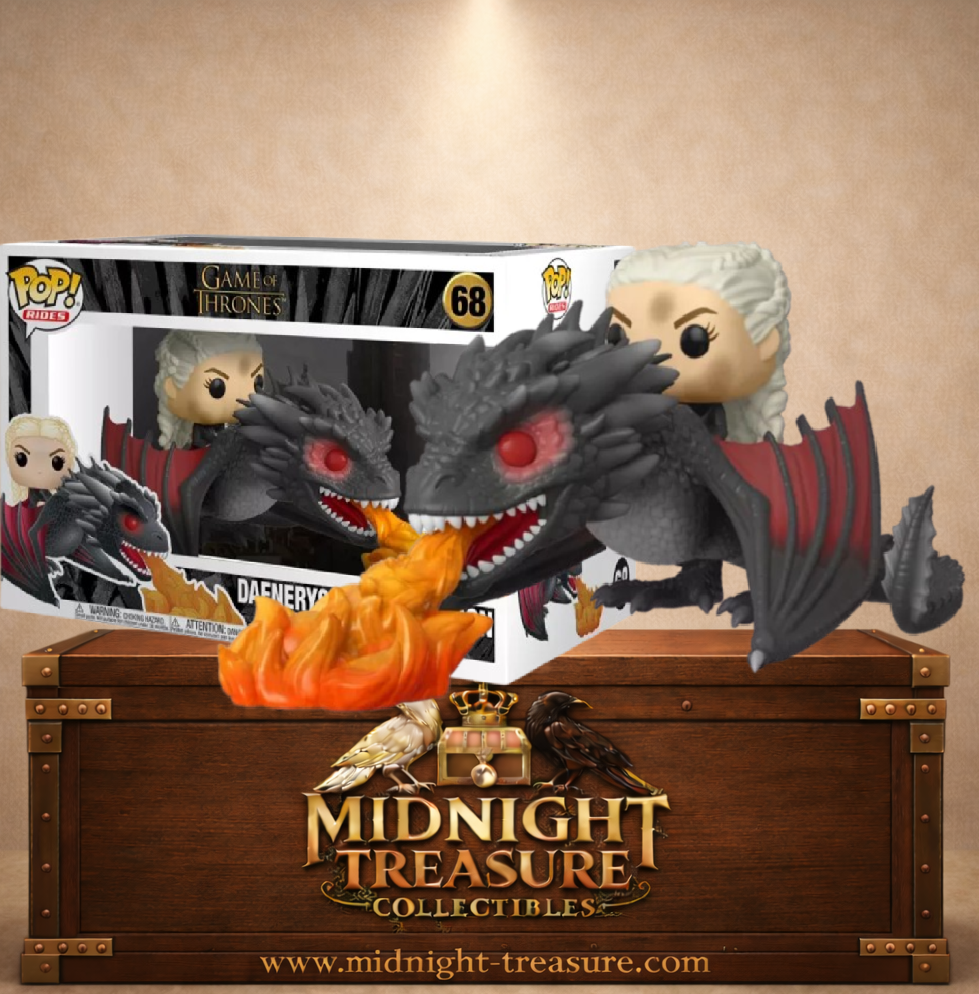 Funko Pop! Rides N°68 – Daenerys & Fiery Drogon (Daenerys et Drogon enflammé), inspirée de Game of Thrones.