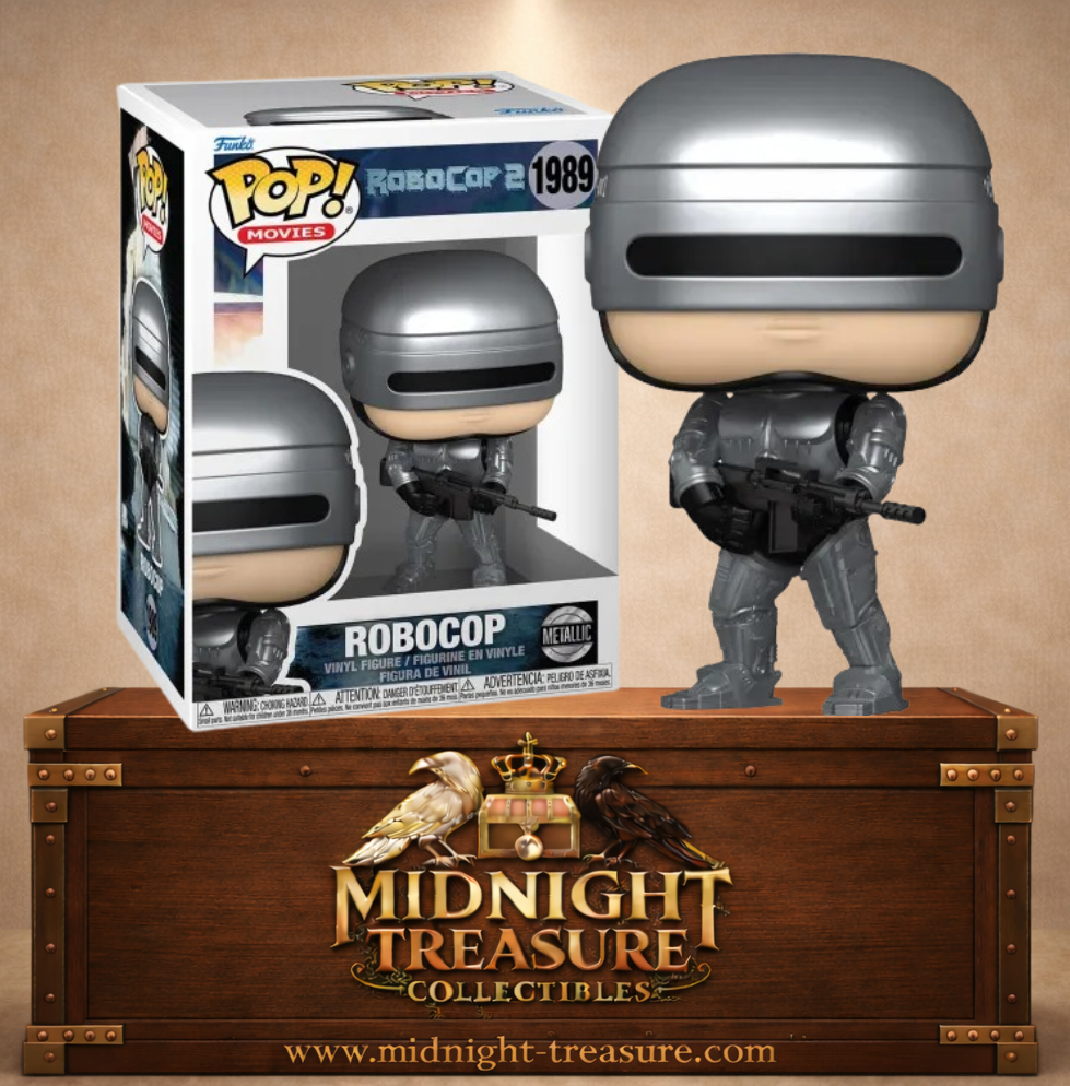 Funko Pop! Movies RoboCop Metallic – RoboCop 2. Figurine RoboCop avec armure métallique et arme.