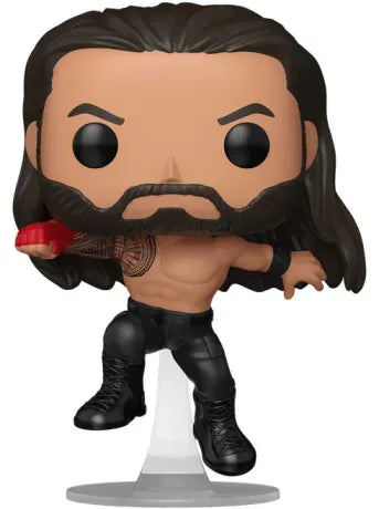 Funko Pop! WWE – Roman Reigns (N°183). Figurine dynamique avec Superman Punch, tatouages tribaux détaillés, pantalon noir et socle de présentation. Une pièce incontournable pour les fans de catch et de la WWE.