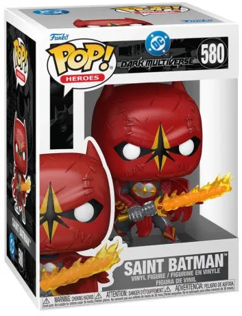Funko Pop! DC Comics – Saint Batman (Batman Saint) (N°580). Figurine représentant Batman dans son armure rouge avec une épée enflammée. Une Pop! impressionnante issue du Dark Multiverse pour les fans de DC Comics.