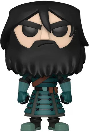 Funko Pop! Samurai Jack – Jack Armored (N°1052). Jack en armure de samouraï vert foncé, barbe fournie et cheveux longs, prêt au combat. Une figurine détaillée et incontournable pour les fans de la série culte.