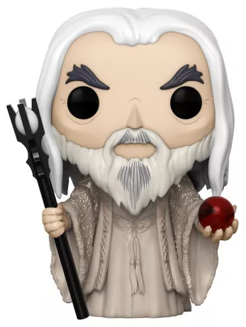 Funko Pop! Le Seigneur des Anneaux – Saroumane (N°447). Le magicien blanc corrompu avec son bâton noir et le palantír rouge. Une figurine imposante pour les fans de la saga de Tolkien