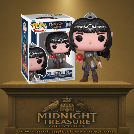 Funko Pop! Baldur’s Gate – Shadowheart avec Artefact (N°1016). Figurine de Shadowheart en armure de clerc, tenant l’artefact rouge étincelant. Une pièce culte et détaillée pour les fans de Baldur’s Gate III et Dungeons & Dragons.