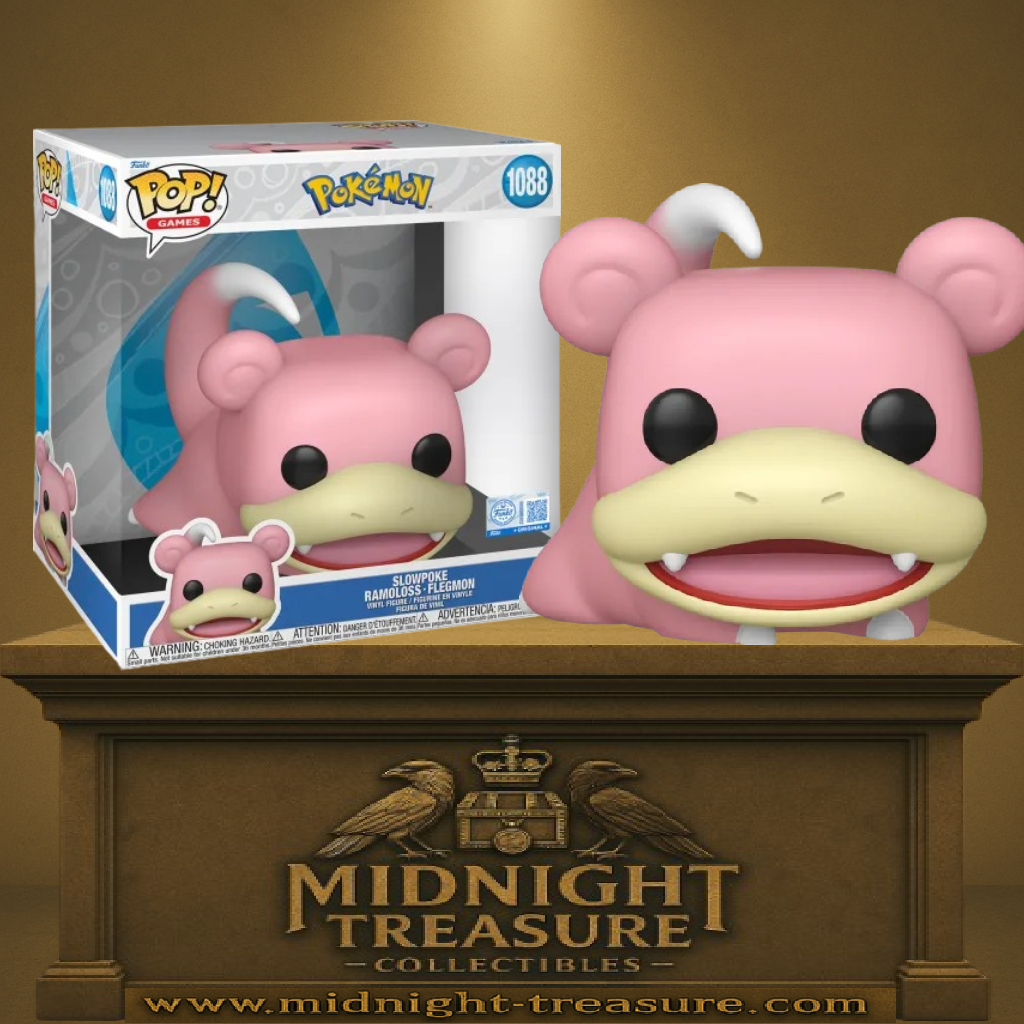 Funko Pop! Pokémon – Ramoloss 25 cm (N°1088). Figurine grand format rose allongée.