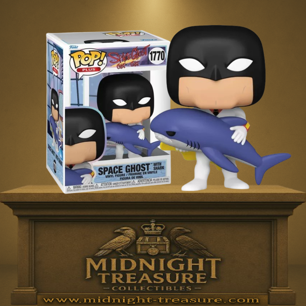 Funko Pop! Hanna-Barbera – Space Ghost with Shark (N°1770). Figurine du super-héros intergalactique tenant un requin bleu. Une pièce rétro et insolite pour les fans d’animation classique.