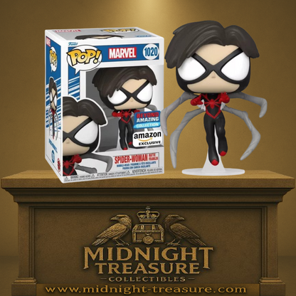 Funko Pop! Marvel – Spider-Woman Mattie Franklin (N°1020). Mattie Franklin en vol avec ses bras mécaniques et son costume noir et rouge. Une héroïne incontournable du multivers Marvel.
