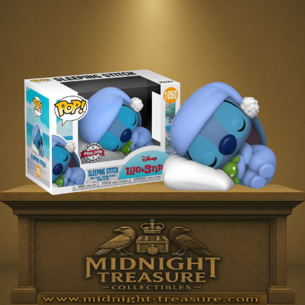 Funko Pop! Lilo & Stitch – Sleeping Stitch (N°1050), Stitch endormi avec pyjama et peluche.