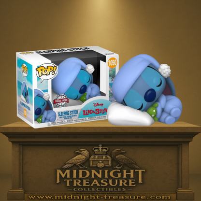 Funko Pop! Lilo & Stitch – Sleeping Stitch (N°1050), Stitch endormi avec pyjama et peluche.