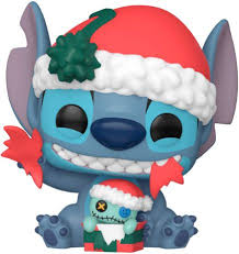 "Funko Pop! Lilo & Stitch – Stitch Unwrapping Gift (1522). Stitch en tenue de Noël avec un bonnet rouge, déballant un cadeau avec son sourire malicieux. Une figurine festive parfaite pour ajouter une touche de magie Disney à votre collection !"

