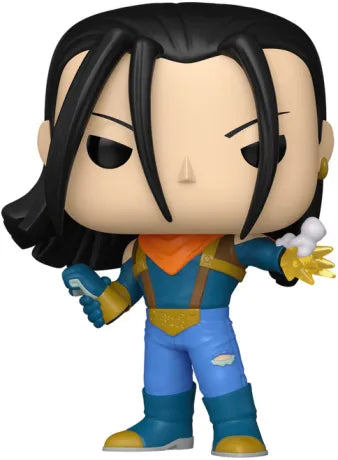 Funko Pop! Dragon Ball GT – Super Android 17 (N°2075). Figurine représentant le cyborg fusionné en posture de tir, tenant son autre bras pour concentrer son attaque. Un incontournable pour les fans de Dragon Ball GT.