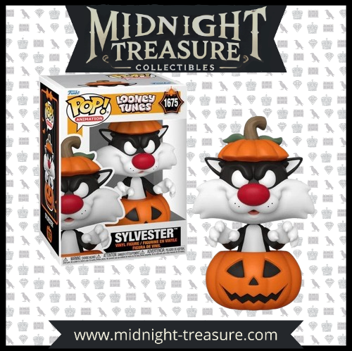 Funko Pop! Looney Tunes 1675 - Sylvestre (Halloween). Figurine représentant Sylvestre sortant d’une citrouille avec un chapeau assorti, prêt pour Halloween. Un must-have pour les fans de Looney Tunes