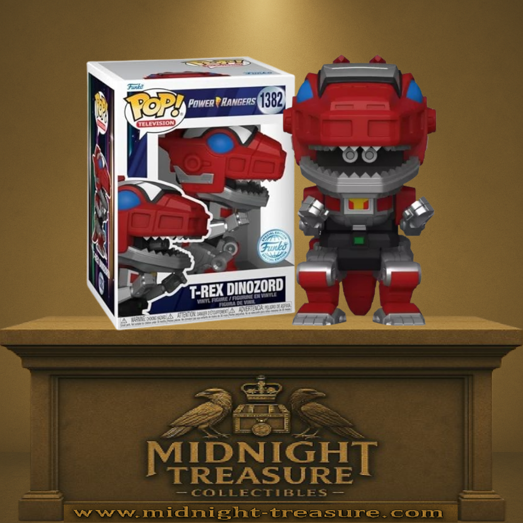 Funko Pop! Power Rangers – T-Rex Dinozord (N°1382). Zord rouge emblématique du Ranger Rouge avec armure mécanique détaillée. Une figurine exclusive pour les fans de Power Rangers.

