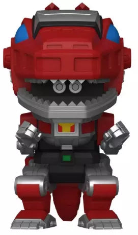 "Funko Pop! T-Rex Dinozord (1382) – Figurine de collection Power Rangers. Design détaillé du Zord rouge avec armure argentée et mâchoires imposantes. Produit officiel Funko, idéal pour les collectionneurs et fans de la franchise."

