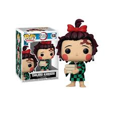 Figurine Funko Pop! Tanjiro Kamado (1530) de Demon Slayer, portant un haori vert et noir avec un ruban rouge et des boîtes de nourriture, en édition exclusive.