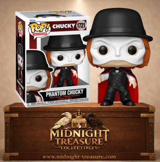 Funko Pop! Television N°1721 – Phantom Chucky (Chucky Fantôme) dans son déguisement du Fantôme de l’Opéra de la saison 3 de Chucky.