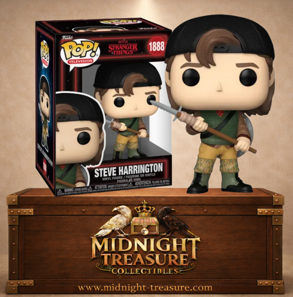 Funko Pop! Television N°1888 – Steve Harrington with Spear (Steve Harrington avec lance) de Stranger Things saison 5, avec casquette et lance.