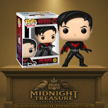 Funko Pop! DC Comics – Terry McGinnis (Batman Beyond) (N°560, Chase). Figurine exclusive représentant le successeur de Batman dans son costume noir futuriste avec logo rouge. Une édition rare et culte pour les fans de Batman.