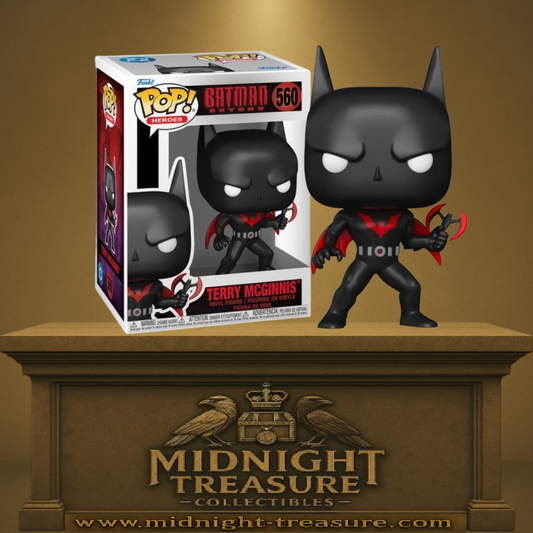 Funko Pop! Batman Beyond – Terry McGinnis (N°560). Batman du futur en costume noir et rouge, tenant un batarang. Une figurine élégante et dynamique pour les fans de DC Comics.


