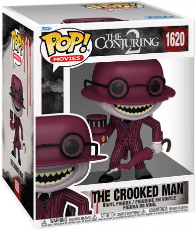 Funko Pop! The Conjuring 2 – The Crooked Man (L’Homme Tordu) (N°1620). Figurine représentant l’Homme Tordu avec son chapeau bordeaux, son parapluie et sa lanterne. Une Pop! terrifiante inspirée du film d’horreur culte.