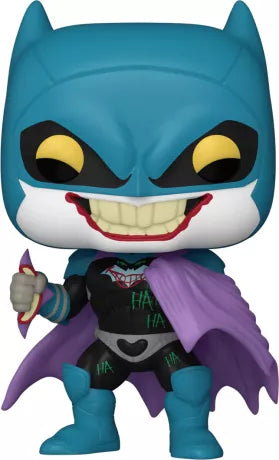 Funko Pop! DC Comics 504 - The Joker War Joker. Le Joker dans un costume inspiré de Batman, avec un sourire menaçant et un poignard en main. Une figurine incontournable pour les fans de l’univers DC.