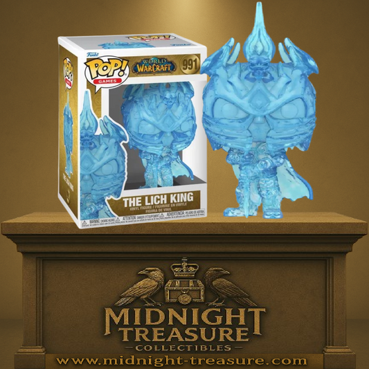 Funko Pop! World of Warcraft – The Lich King – N°991 – 9 cm – Funko. Version glacée du Roi-Liche tenant Frostmourne. Une figurine incontournable pour les fans de Warcraft et du Froid.