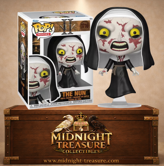 "Funko Pop! The Nun II – The Nun (1710). L'esprit démoniaque Valak sous forme de nonne terrifiante, avec des détails horrifiques et un regard glaçant. Une figurine essentielle pour les amateurs de films d'horreur et de l'univers Conjuring !"
