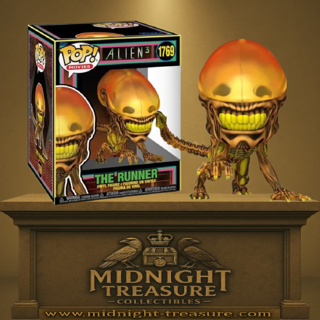 Funko Pop! Alien 3 – The Runner (N°1769). Figurine détaillée du xénomorphe quadrupède orangé aux dents jaunes, dans une posture de chasse terrifiante.