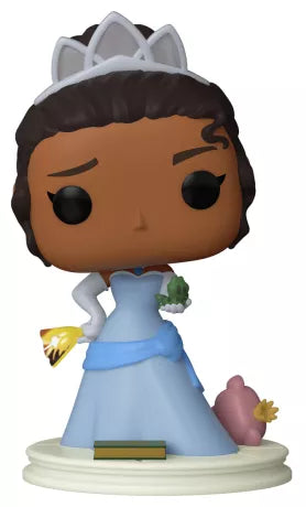 Funko Pop! Disney Princess – Tiana (N°1014). Figurine en robe bleue avec diadème, tenant une grenouille et une étoile magique. Une pièce féérique et inspirante pour les fans de Disney.