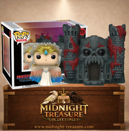 Funko Pop! Town N°51 – Sorceress with Castle Grayskull (La Sorcière avec le Château des Ombres), inspirée de Masters of the Universe Live Action.