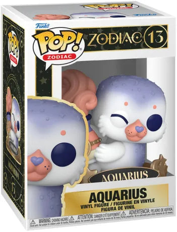 Funko Pop! Zodiac – Verseau (Aquarius) N°13. Figurine cosmique représentant une adorable créature tenant une urne céleste, symbole du signe du Verseau.