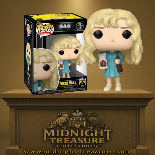 Funko Pop! Batman – Vicki Vale (N°516). Vicki avec sa boîte repas et sa tenue bleue iconique. Une figurine culte pour les fans du film Batman de 1989