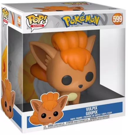 Funko Pop! Pokémon – Goupix (Vulpix) – N°599 – 25 cm. Figurine XL représentant Goupix avec ses six queues enroulées et son pelage flamboyant. Une pièce impressionnante pour les fans de Pokémon.