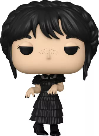 Funko Pop! Wednesday (Netflix) – Mercredi Addams Danse (N°1577). Figurine détaillée avec robe noire et posture culte de la scène de danse. Un incontournable pour les fans de la série et de l’univers Tim Burton.