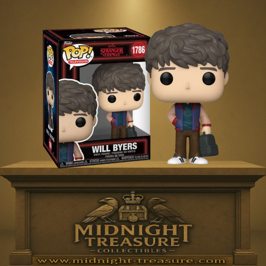 Funko Pop! Stranger Things – Will Byers (N°1786), look de la saison 5 avec veste bicolore et sac.