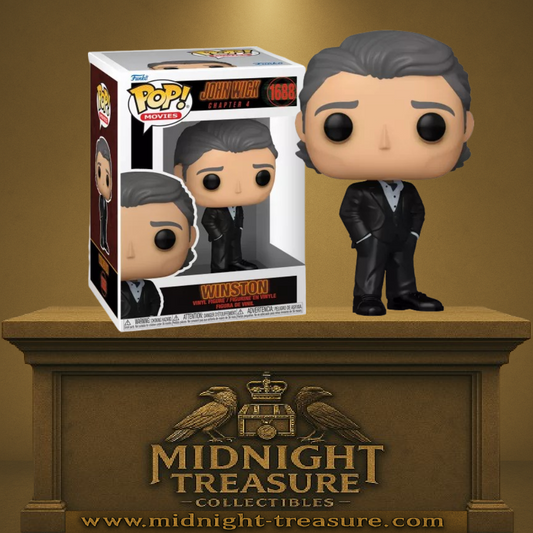 Funko Pop! John Wick Chapter 4 – Winston (N°1688). Winston debout dans son costume noir trois-pièces. Une figurine élégante parfaite pour les fans de John Wick.