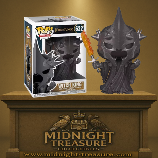 Funko Pop! Le Seigneur des Anneaux – Witch King – N°632 – 9 cm – Funko. Le Roi-Sorcier avec son casque menaçant et son épée enflammée. Une pièce sombre et puissante pour les fans de l’univers de Tolkien