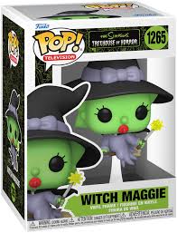 Funko Pop! The Simpsons 1265 - Witch Maggie (Treehouse of Horror) - Amazon Exclusive Glow in the Dark. Figurine exclusive représentant Maggie en sorcière phosphorescente avec chapeau noir et baguette magique. Design fidèle et détaillé, parfait pour collectionneurs et fans des Simpsons.