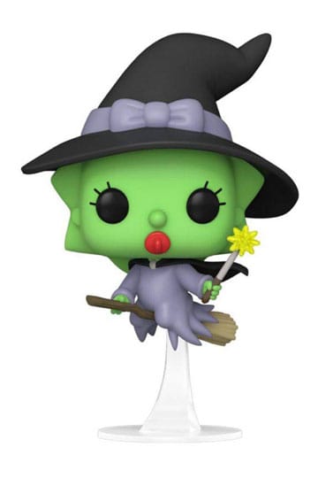 Funko Pop! The Simpsons 1265 - Witch Maggie (Treehouse of Horror) - Amazon Exclusive Glow in the Dark. Figurine exclusive représentant Maggie en sorcière phosphorescente avec chapeau noir et baguette magique. Design fidèle et détaillé, parfait pour collectionneurs et fans des Simpsons.