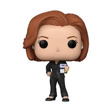 Funko Pop! X-Files Dana Scully #1613. Figurine représentant l'agent spécial Dana Scully en costume noir, tenant un badge du FBI, inspirée de la série culte X-Files."