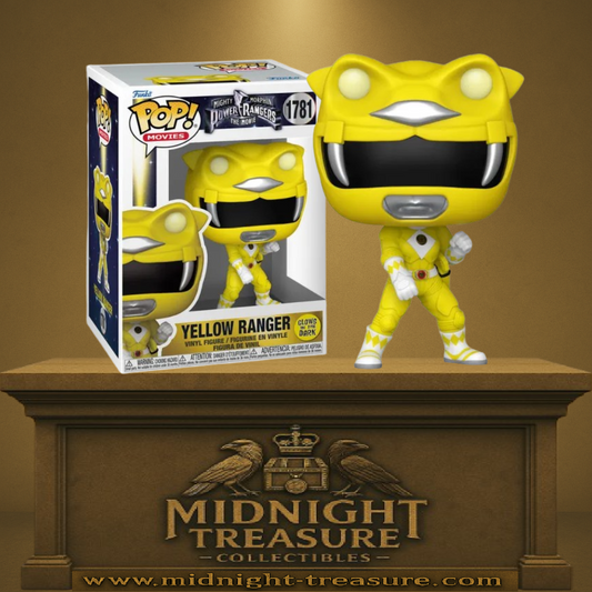 Funko Pop! Power Rangers – Yellow Ranger (N°1781). Version Glow in the Dark avec casque lumineux en forme de tigre. Une figurine culte pour tous les fans de la série Mighty Morphin.