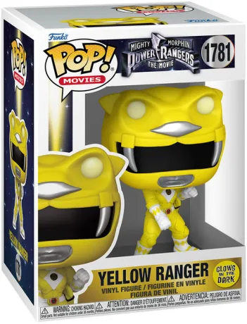 Funko Pop! Power Rangers – Yellow Ranger (N°1781). Version Glow in the Dark avec casque lumineux en forme de tigre. Une figurine culte pour tous les fans de la série Mighty Morphin.