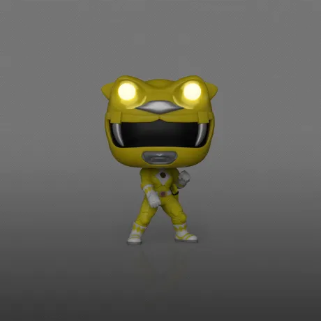 Funko Pop! Power Rangers – Yellow Ranger (N°1781). Version Glow in the Dark avec casque lumineux en forme de tigre. Une figurine culte pour tous les fans de la série Mighty Morphin.