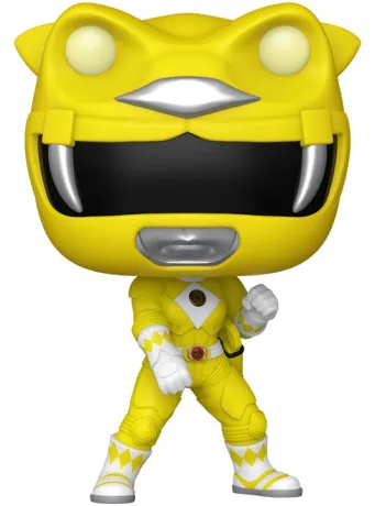 Funko Pop! Power Rangers – Yellow Ranger (N°1781). Version Glow in the Dark avec casque lumineux en forme de tigre. Une figurine culte pour tous les fans de la série Mighty Morphin.