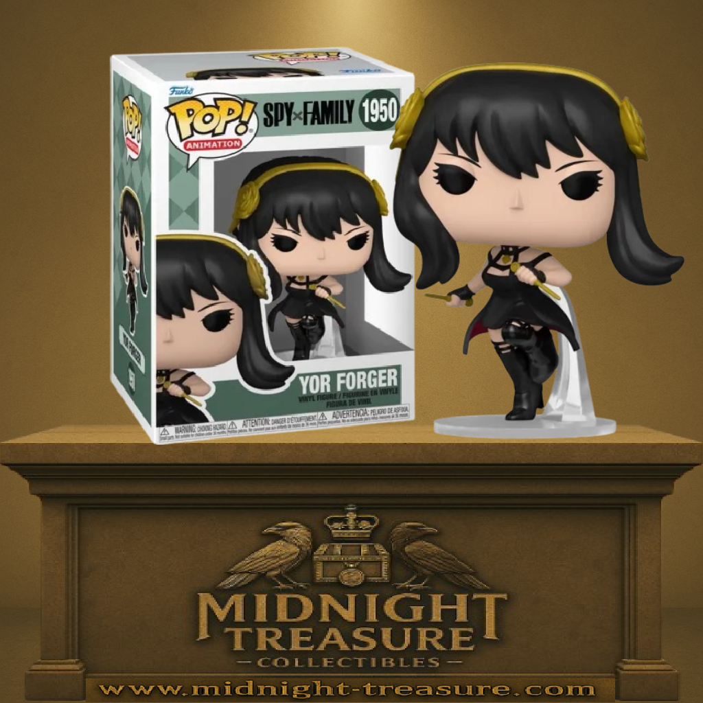 Funko Pop! Spy x Family – Yor Forger (N°1950). Figurine détaillée de Yor dans sa tenue d’assassine avec aiguilles dorées et posture dynamique.