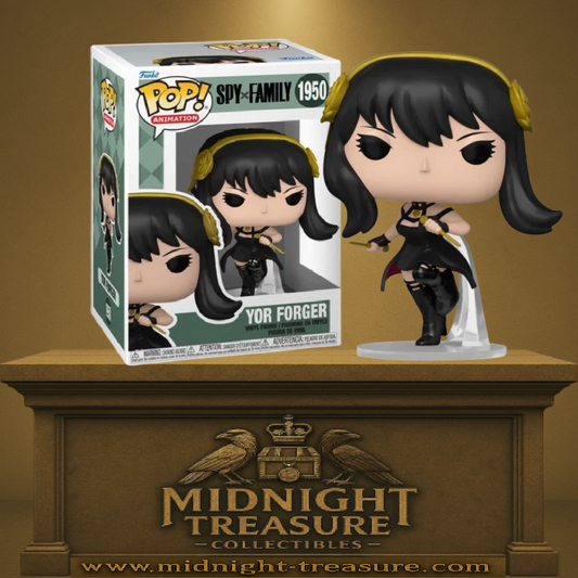 Funko Pop! Spy x Family – Yor Forger (N°1950). Figurine détaillée de Yor dans sa tenue d’assassine avec aiguilles dorées et posture dynamique.