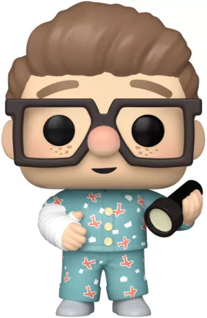 Funko Pop! Disney – La-Haut – Young Carl (N°1480). Figurine de Carl enfant avec pyjama, lampe torche et plâtre au bras. Un hommage attendrissant au film Pixar La-Haut.