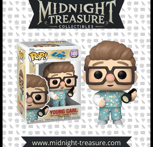 Funko Pop! Disney Pixar 1480 - Young Carl. Figurine représentant Carl Fredricksen enfant avec son pyjama à motif avion et sa lampe torche. Un must-have pour les fans de Là-Haut."